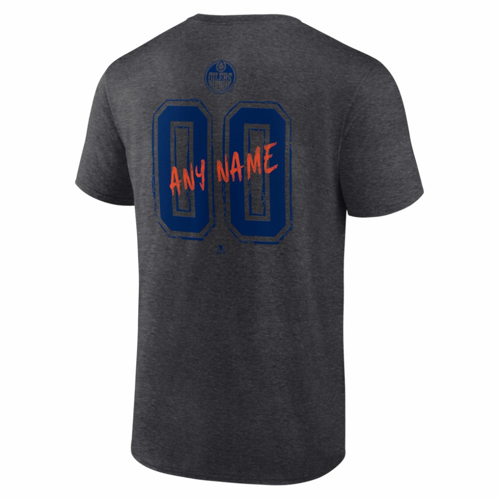 Edmonton Oilers Big & Tall Hustle Personalized Name & Number T-Shirt - Charcoal | NHL Clearance