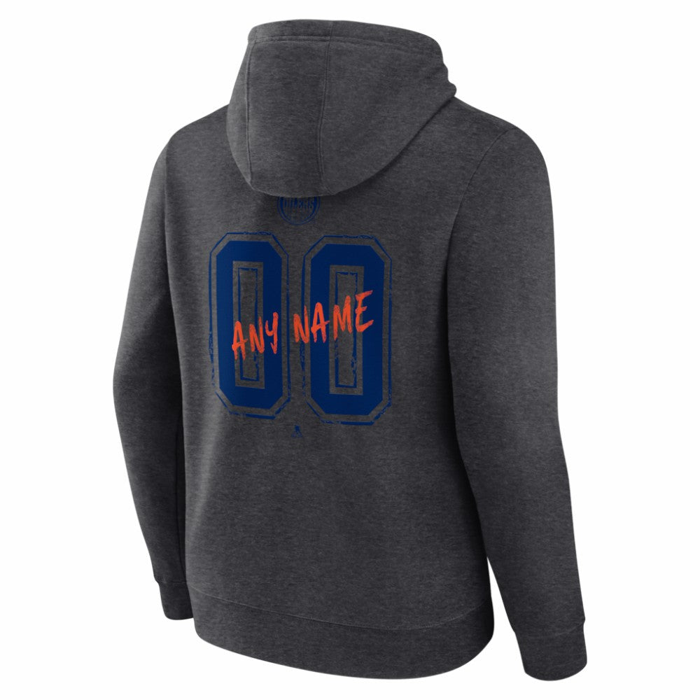 Edmonton Oilers Hustle Personalized Name & Number Hoodie - Charcoal | NHL Lifestyle