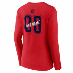 Florida Panthers Women's Hustle Personalized Name & Number Long Sleeve V-Neck T-Shirt - Red | NHL Clearance