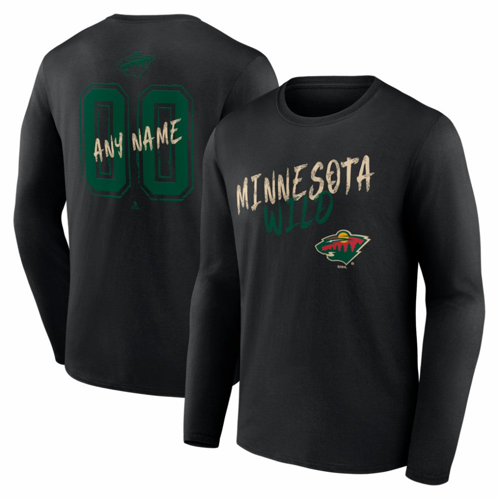 Minnesota Wild Hustle Personalized Name & Number Long Sleeve T-Shirt - Black | NHL on sale