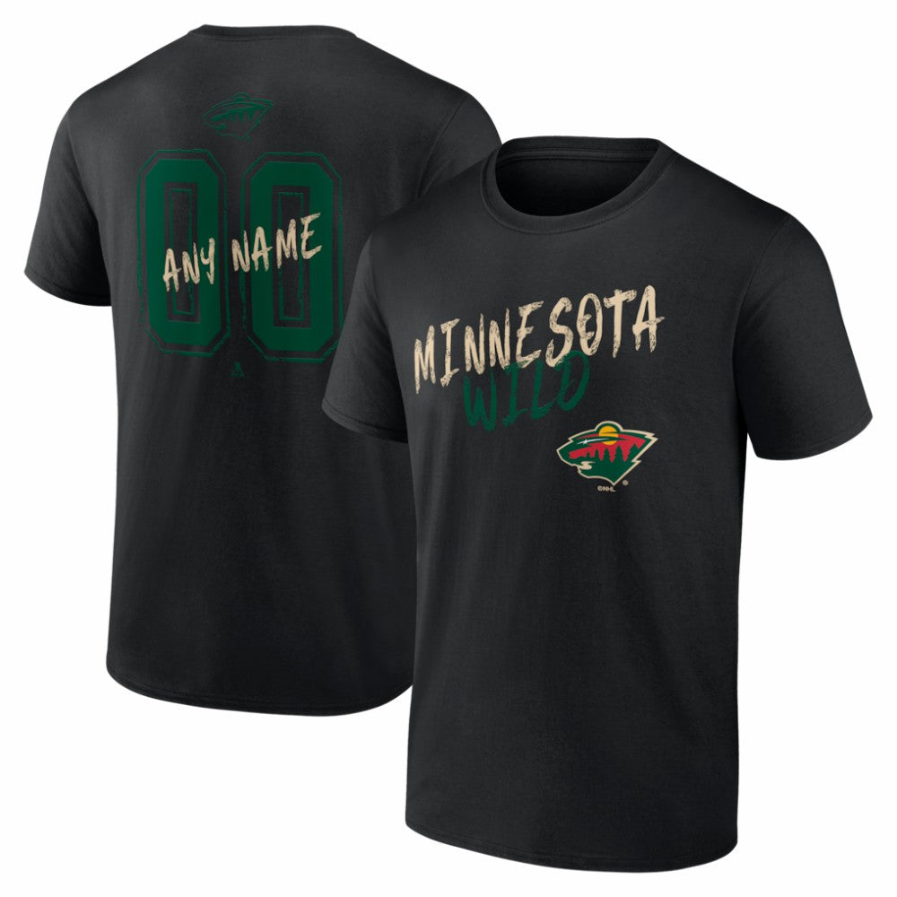 Minnesota Wild Hustle Personalized Name & Number T-Shirt - Black | NHL near me