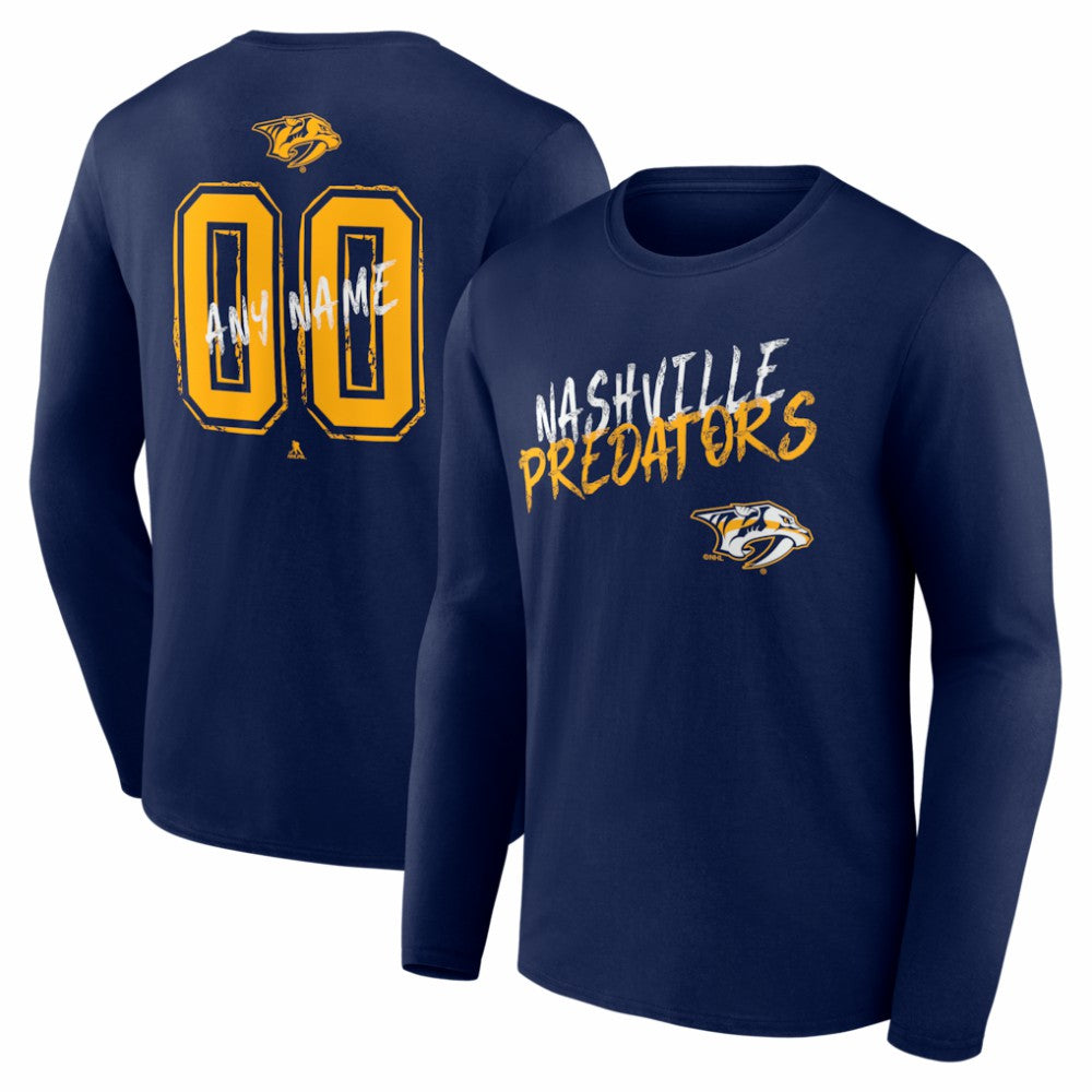 Nashville Predators Hustle Personalized Name & Number Long Sleeve T-Shirt - Navy | NHL on sale