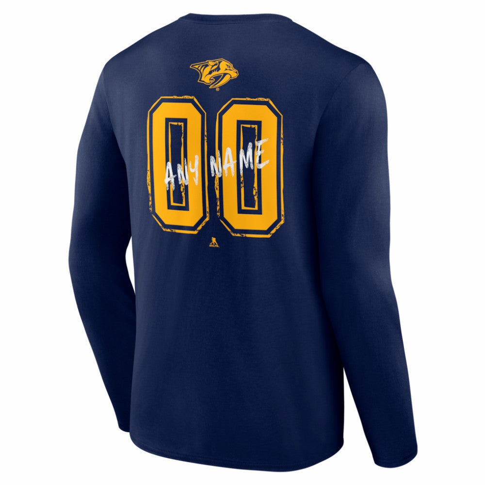 Nashville Predators Hustle Personalized Name & Number Long Sleeve T-Shirt - Navy | NHL on sale