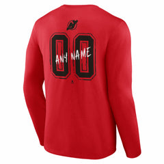 New Jersey Devils Hustle Personalized Name & Number Long Sleeve T-Shirt - Red | NHL Clearance