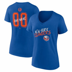 New York Islanders Women's Hustle Personalized Name & Number V-Neck T-Shirt - Royal | NHL Lifestyle
