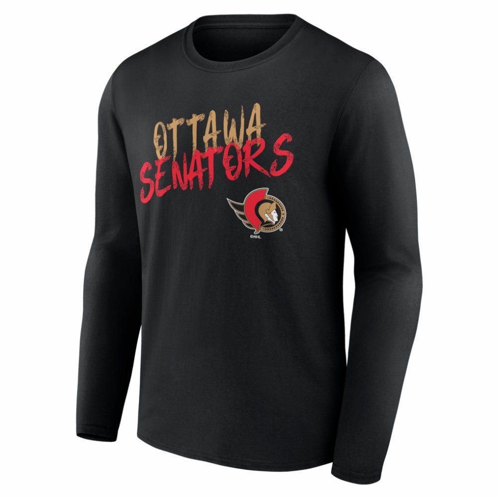 Ottawa Senators Hustle Personalized Name & Number Long Sleeve T-Shirt - Black | NHL Lifestyle