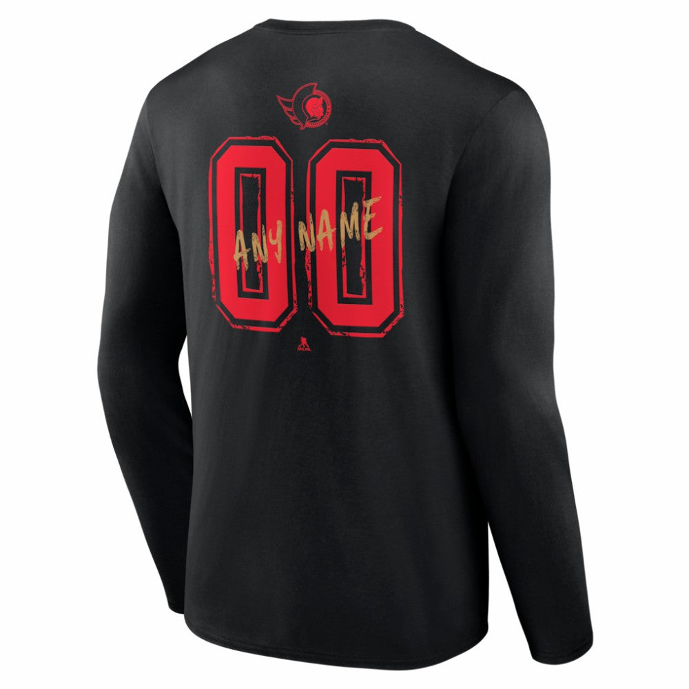 Ottawa Senators Hustle Personalized Name & Number Long Sleeve T-Shirt - Black | NHL Lifestyle