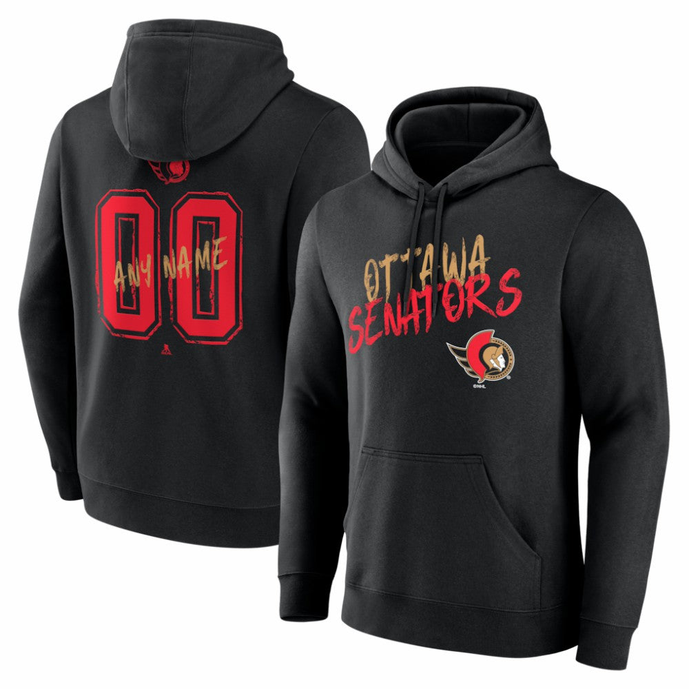 Ottawa Senators Hustle Personalized Name & Number Hoodie - Black | NHL Clearance