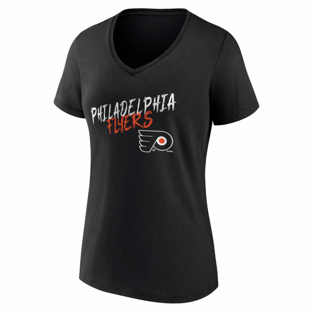 Philadelphia Flyers Women's Hustle Personalized Name & Number V-Neck T-Shirt - Black | NHL Clearance
