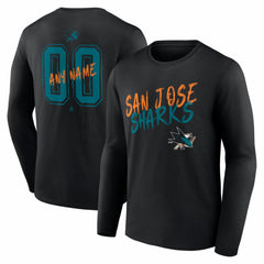 San Jose Sharks Hustle Personalized Name & Number Long Sleeve T-Shirt - Black | NHL near me