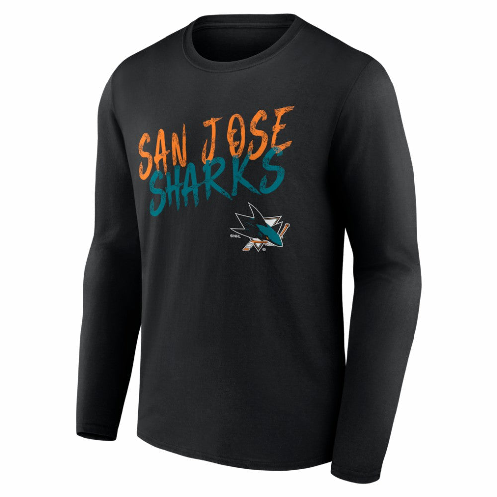 San Jose Sharks Hustle Personalized Name & Number Long Sleeve T-Shirt - Black | NHL near me