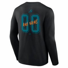 San Jose Sharks Hustle Personalized Name & Number Long Sleeve T-Shirt - Black | NHL near me