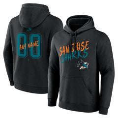 San Jose Sharks Hustle Personalized Name & Number Hoodie - Black | NHL discount