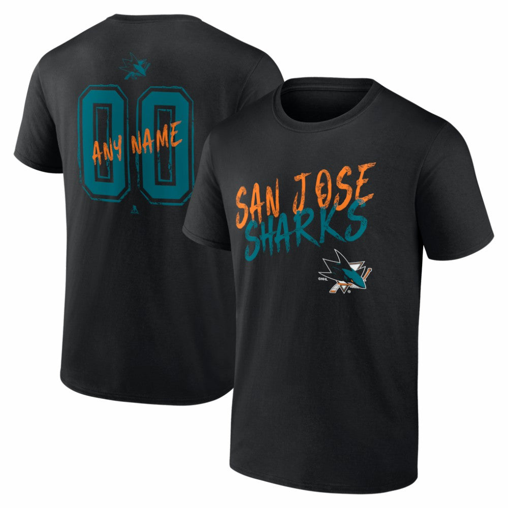 San Jose Sharks Hustle Personalized Name & Number T-Shirt - Black | NHL near me