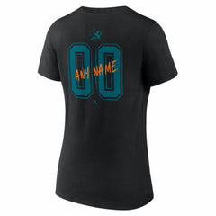 San Jose Sharks Women's Hustle Personalized Name & Number V-Neck T-Shirt - Black | NHL on sale