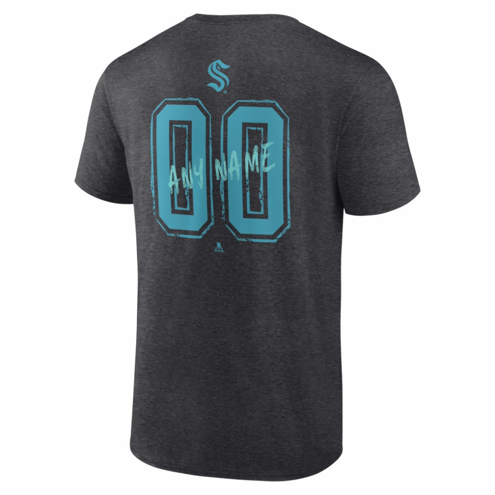 Seattle Kraken Hustle Personalized Name & Number T-Shirt - Charcoal | NHL online