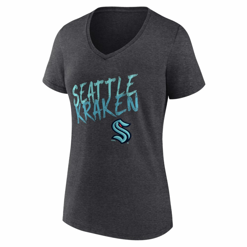 Seattle Kraken Women's Hustle Personalized Name & Number V-Neck T-Shirt - Charcoal | NHL near me