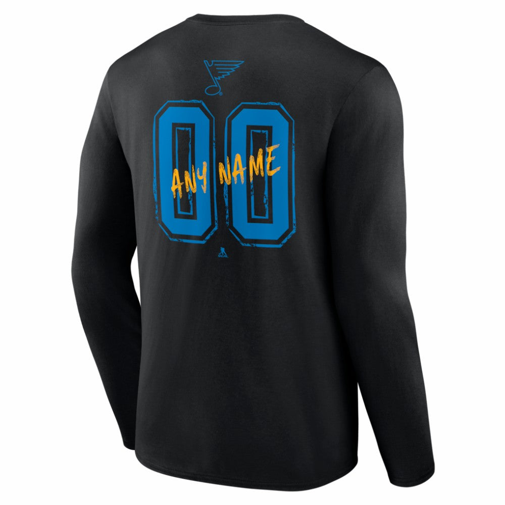 St. Louis Blues Hustle Personalized Name & Number Long Sleeve T-Shirt - Black | NHL discount