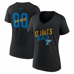 St. Louis Blues Women's Hustle Personalized Name & Number V-Neck T-Shirt - Black | NHL on sale