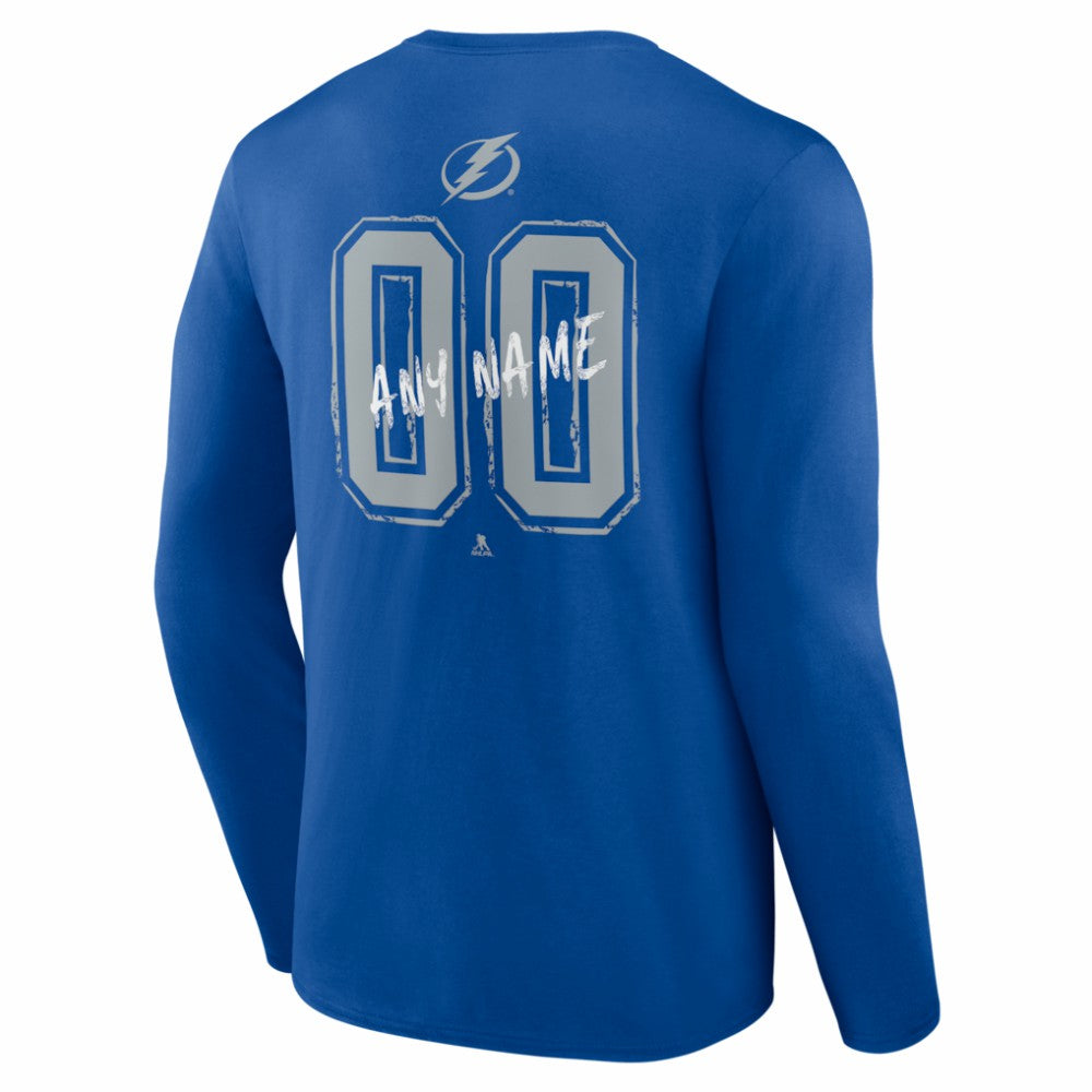 Tampa Bay Lightning Hustle Personalized Name & Number Long Sleeve T-Shirt - Blue | NHL discount