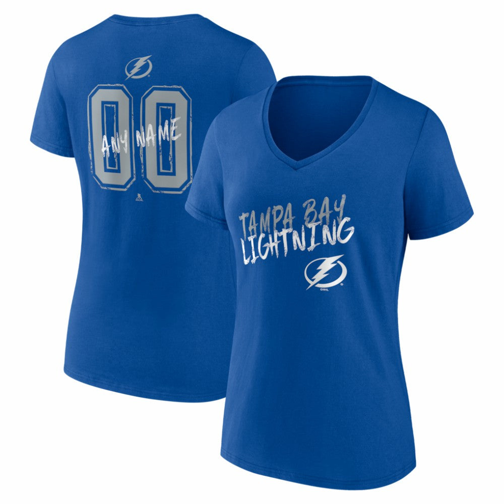 Tampa Bay Lightning Women's Hustle Personalized Name & Number V-Neck T-Shirt - Blue | NHL sale