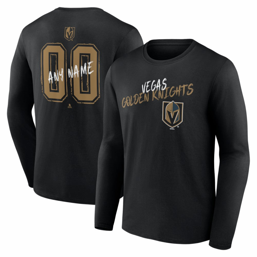 Vegas Golden Knights Hustle Personalized Name & Number Long Sleeve T-Shirt - Black | NHL discount
