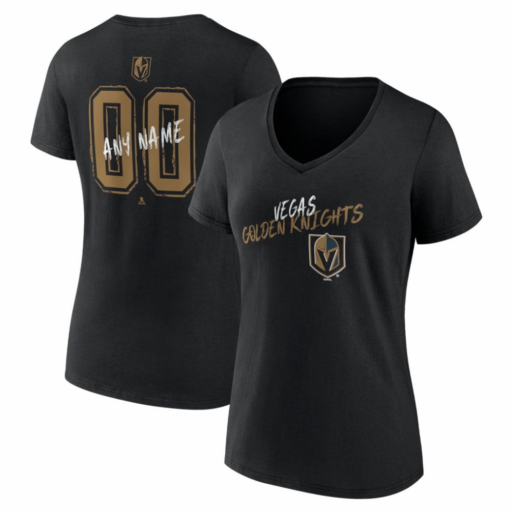 Vegas Golden Knights Women's Hustle Personalized Name & Number V-Neck T-Shirt - Black | NHL online