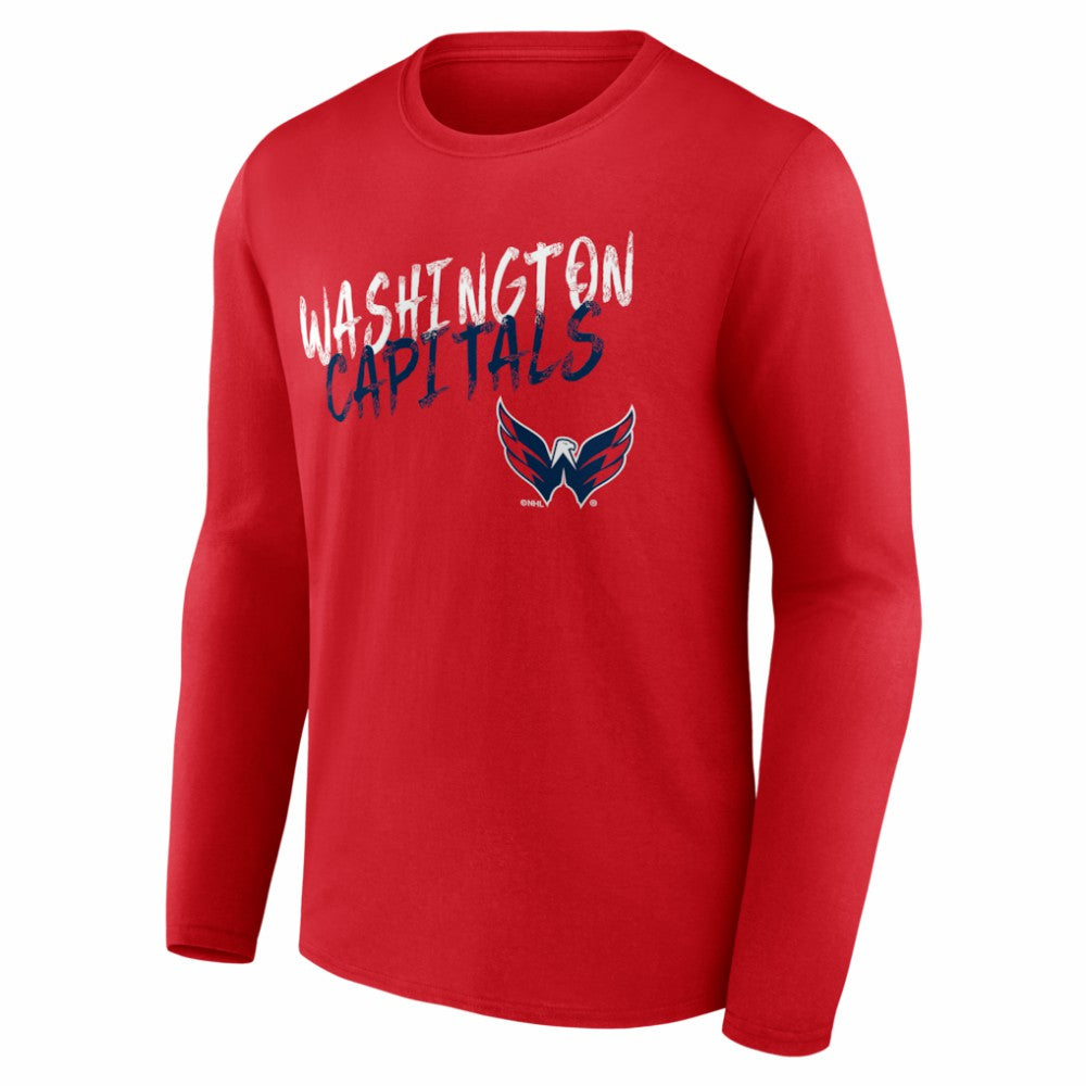 Washington Capitals Hustle Personalized Name & Number Long Sleeve T-Shirt - Red | NHL Lifestyle