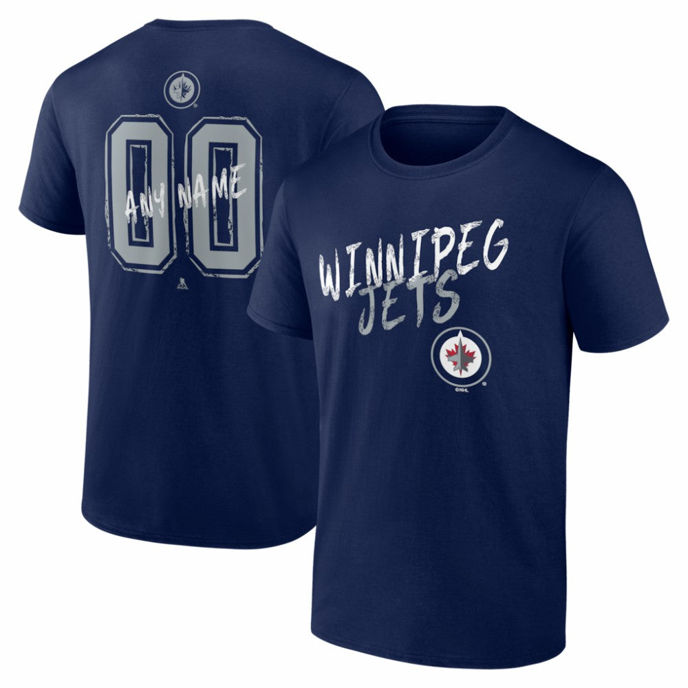 Winnipeg Jets Big & Tall Hustle Personalized Name & Number T-Shirt - Navy | NHL Lifestyle