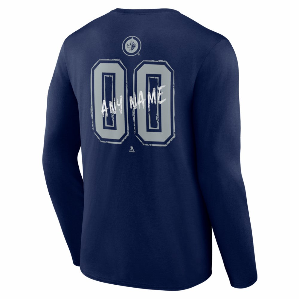 Winnipeg Jets Hustle Personalized Name & Number Long Sleeve T-Shirt - Navy | NHL online