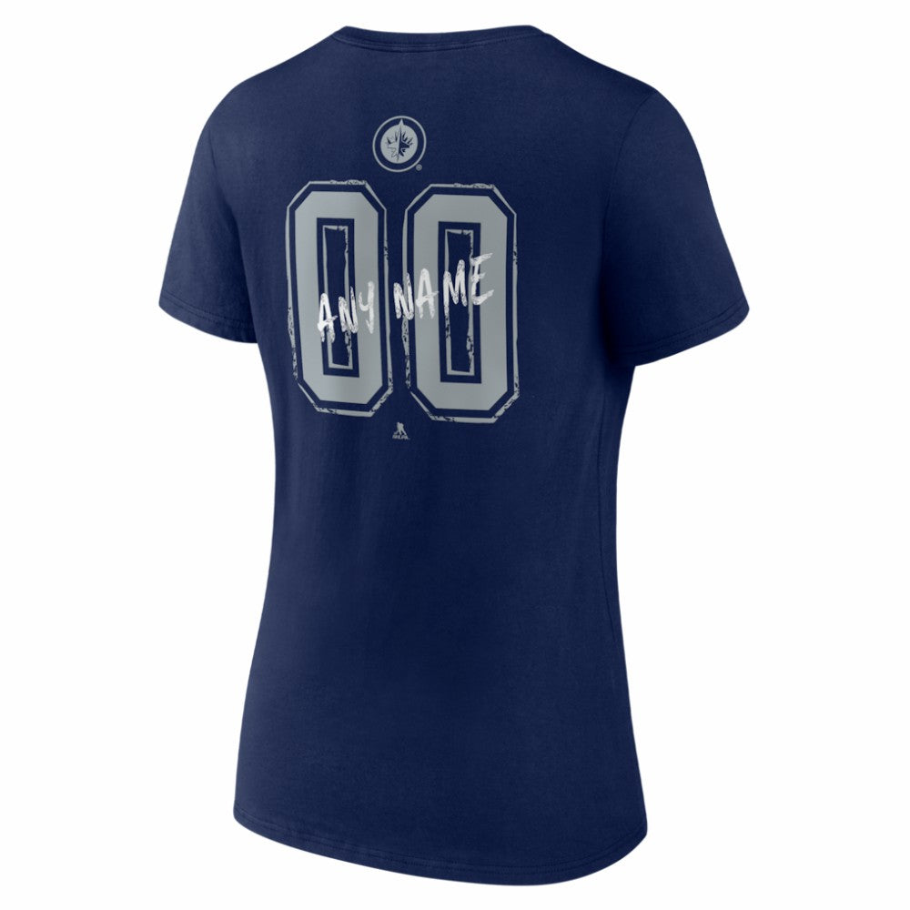 Winnipeg Jets Women's Hustle Personalized Name & Number V-Neck T-Shirt - Navy | NHL near me