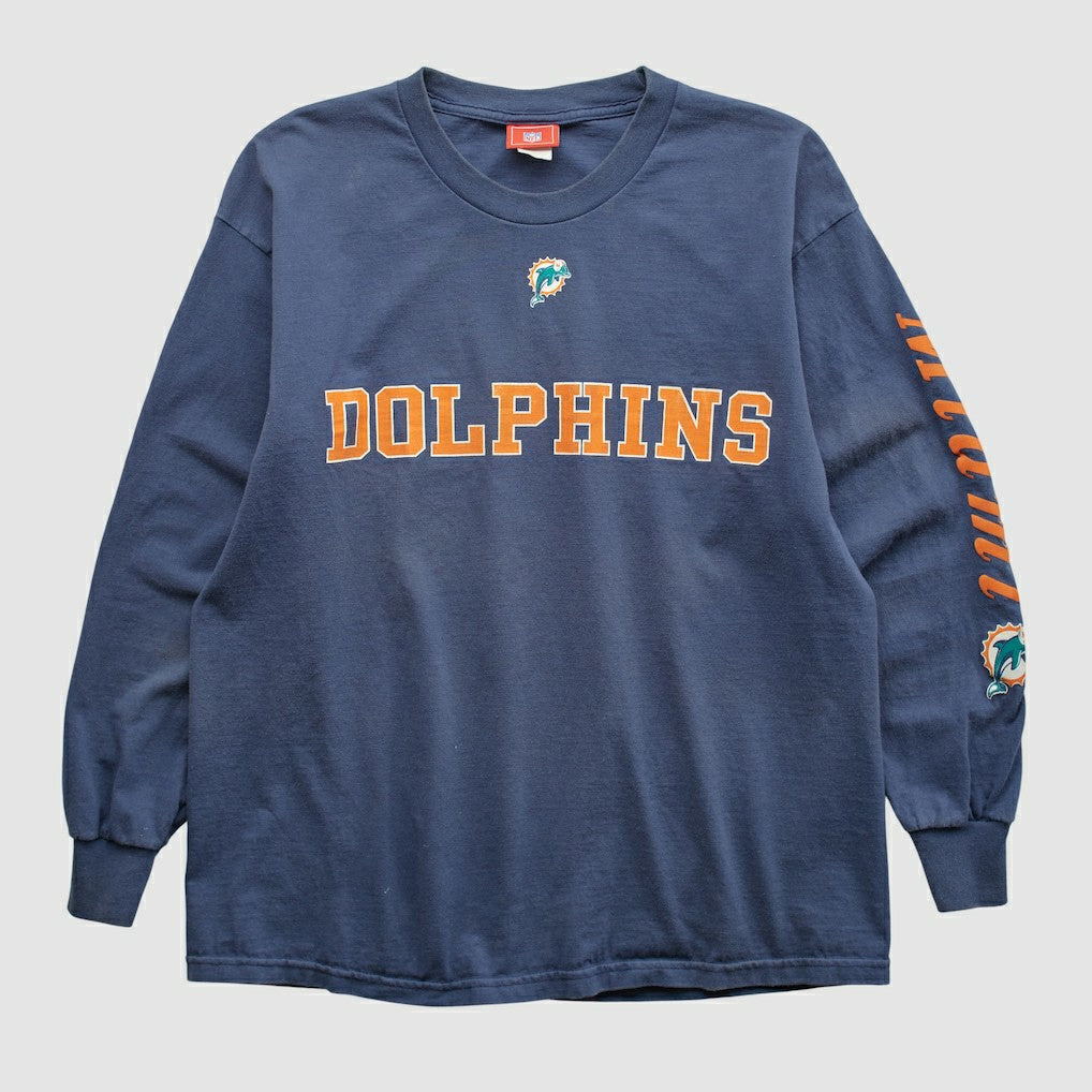 Miami Dolphins NFL 2000s Long Sleeve T-shirt - Navy Vintage - Fanatics