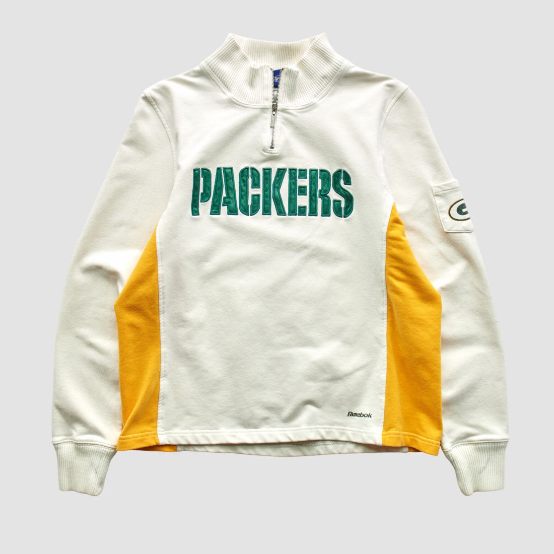 Green Bay Packers Reebok 2000s 1/4 Zip Sweatshirt - White Vintage - Fanatics