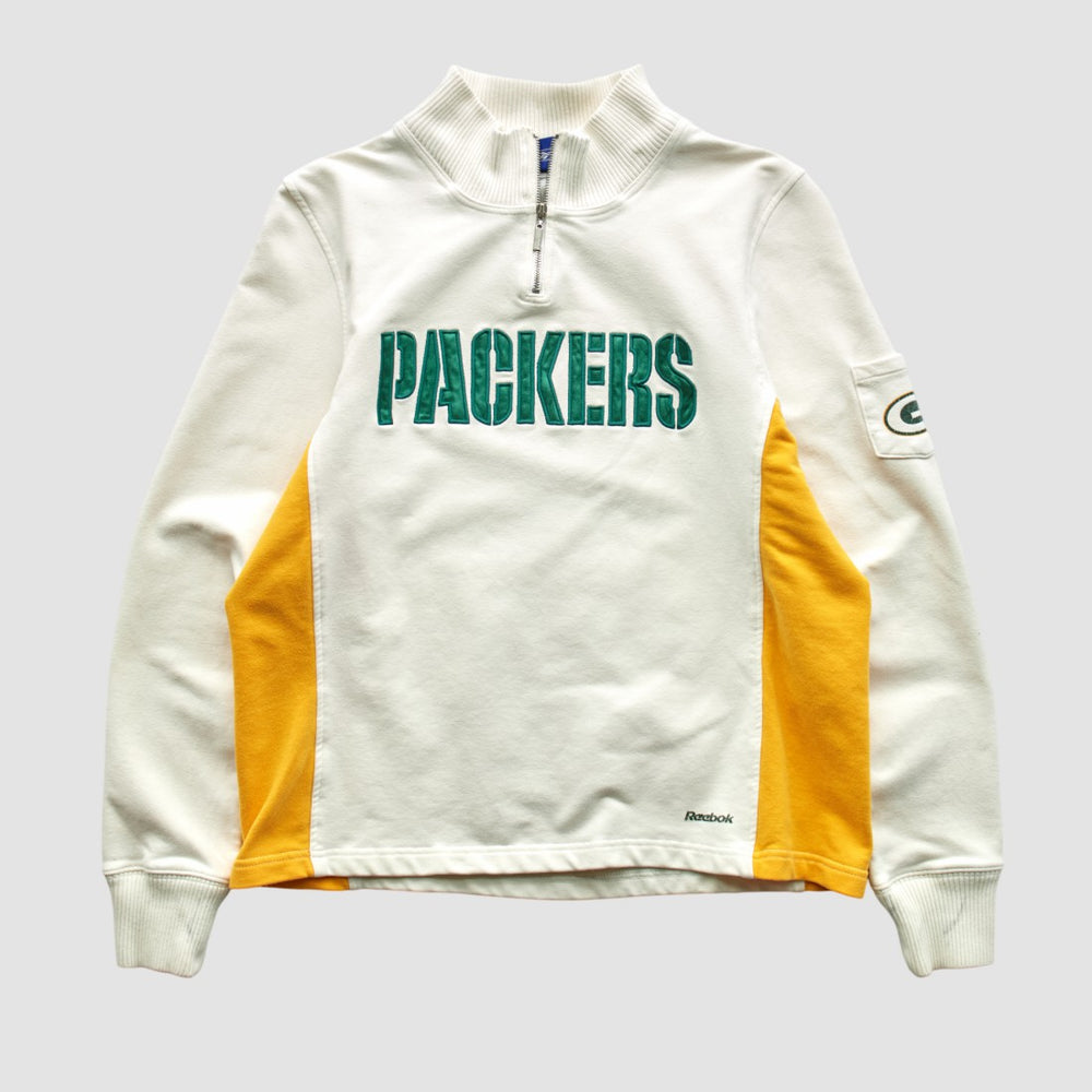Green Bay Packers Reebok 2000s 1/4 Zip Sweatshirt - White Vintage - Fanatics
