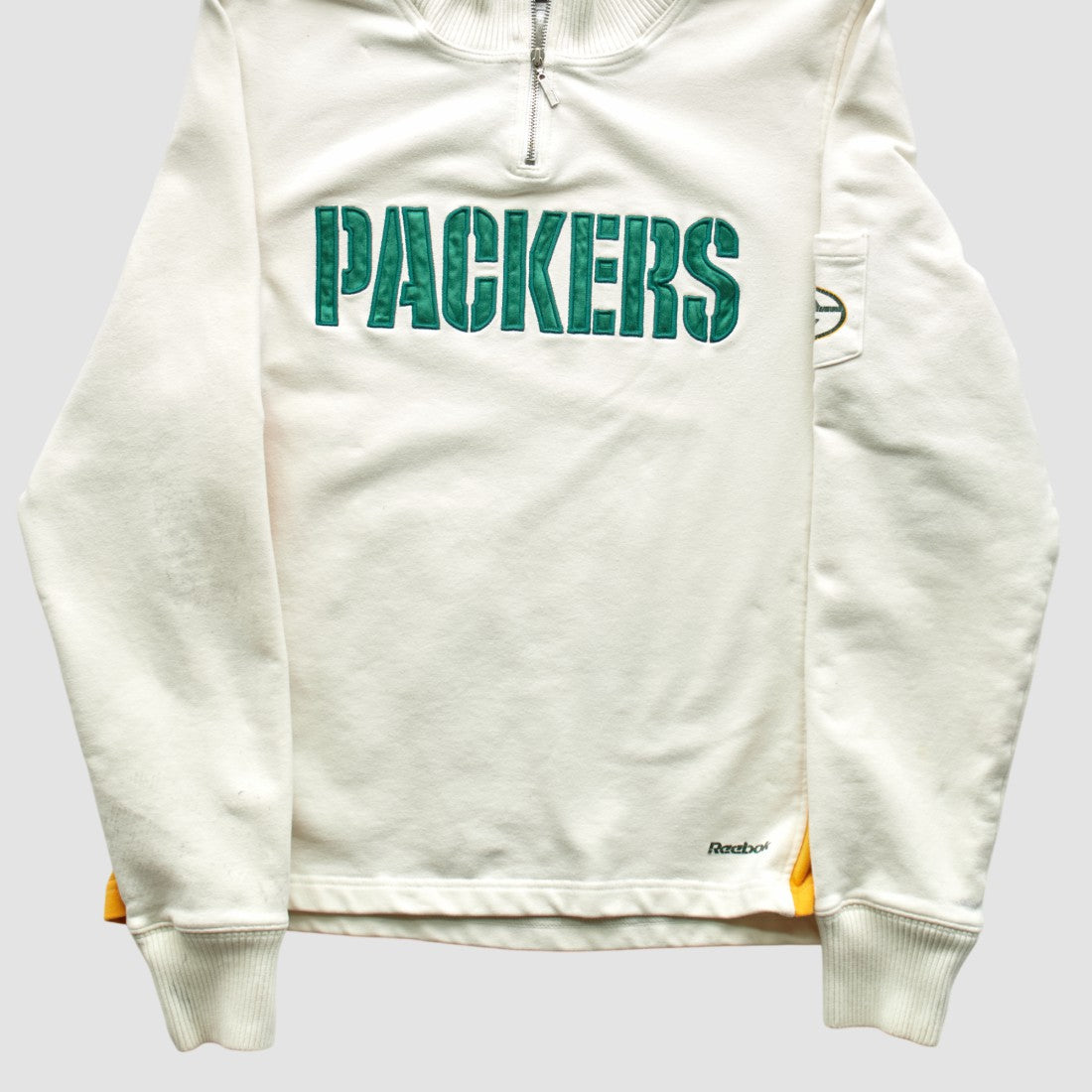 Green Bay Packers Reebok 2000s 1/4 Zip Sweatshirt - White Vintage - Fanatics