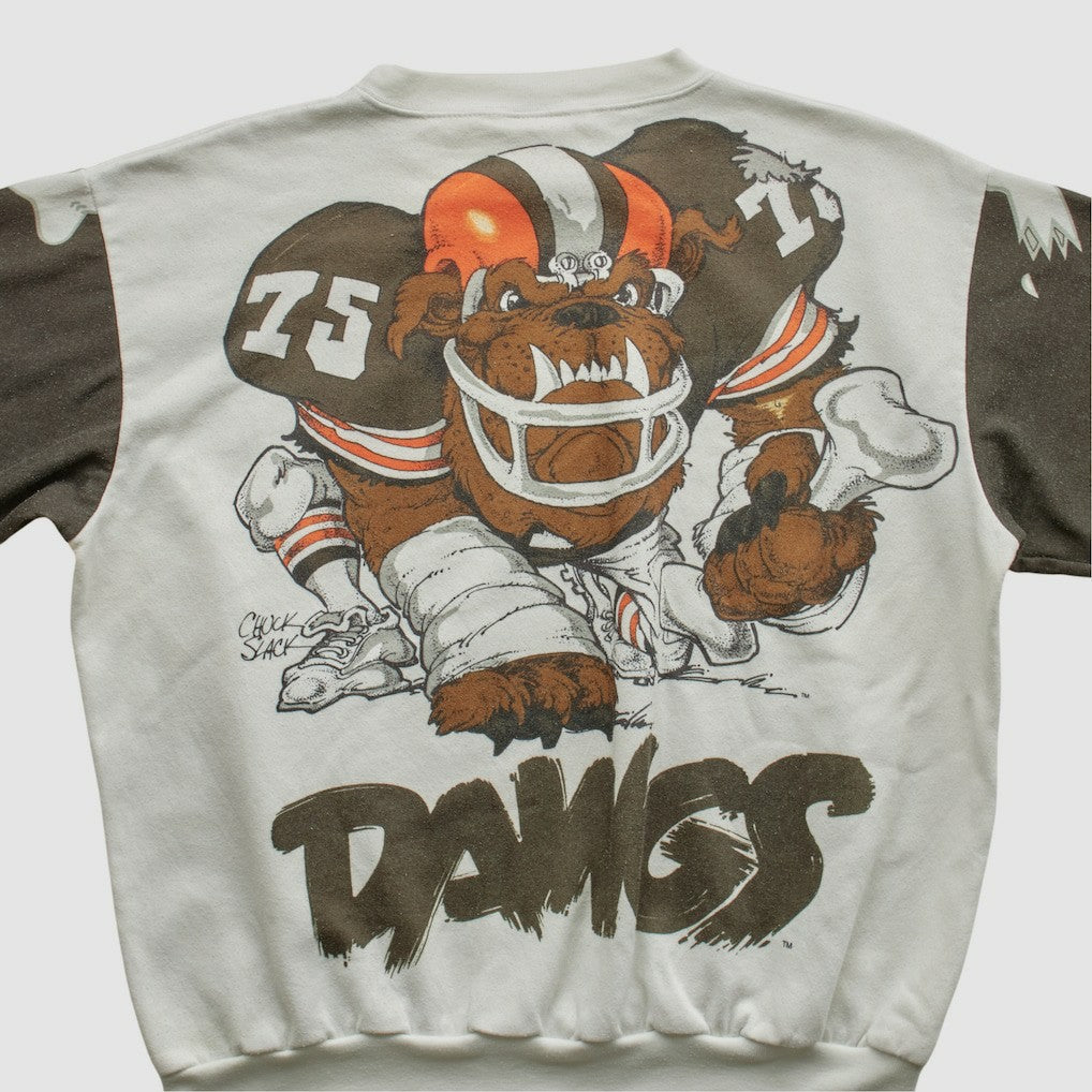 Cleveland Browns Chalk Line 90s Pullover Sweatshirt - White Vintage - Fanatics