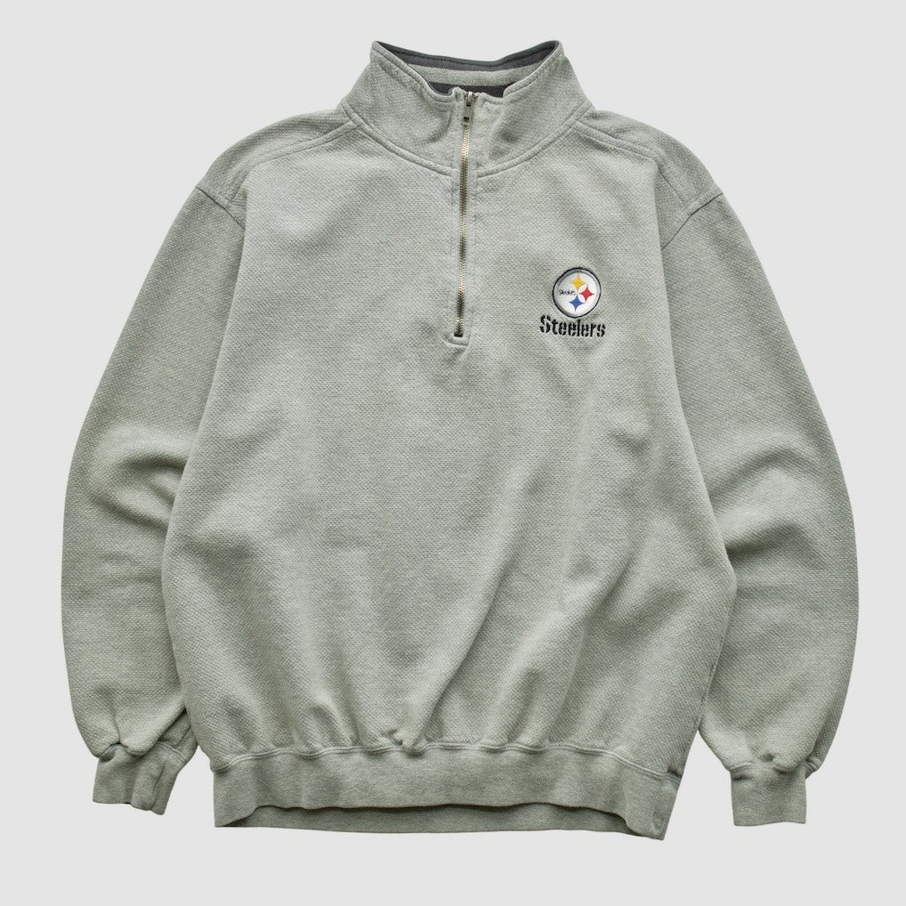 Pittsburgh Steelers Lee Sport 90s 1/4 Zip Sweatshirt - Heather Gray Vintage - Fanatics