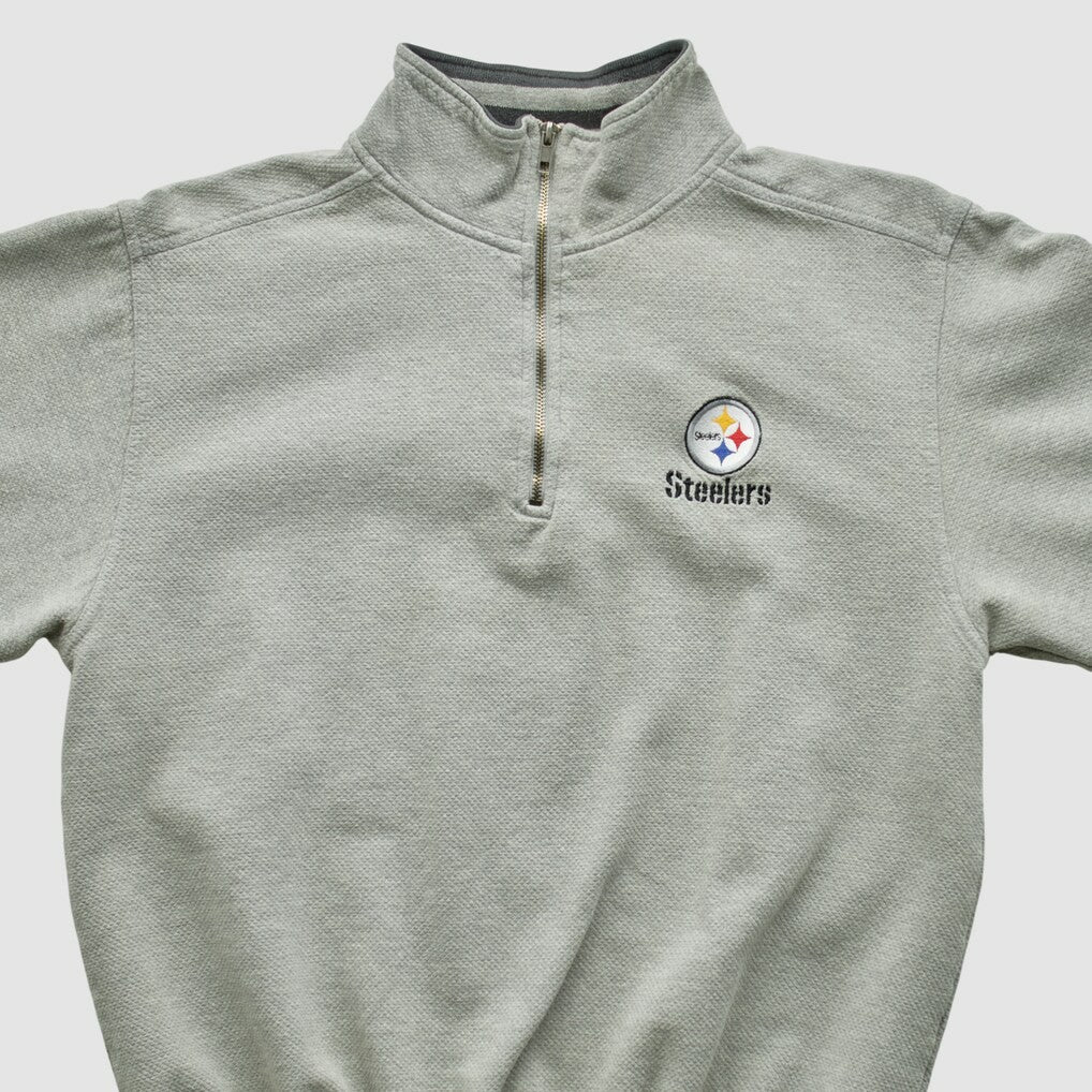 Pittsburgh Steelers Lee Sport 90s 1/4 Zip Sweatshirt - Heather Gray Vintage - Fanatics