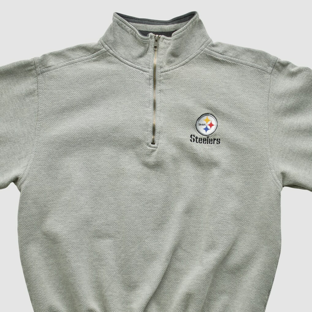 Pittsburgh Steelers Lee Sport 90s 1/4 Zip Sweatshirt - Heather Gray Vintage - Fanatics