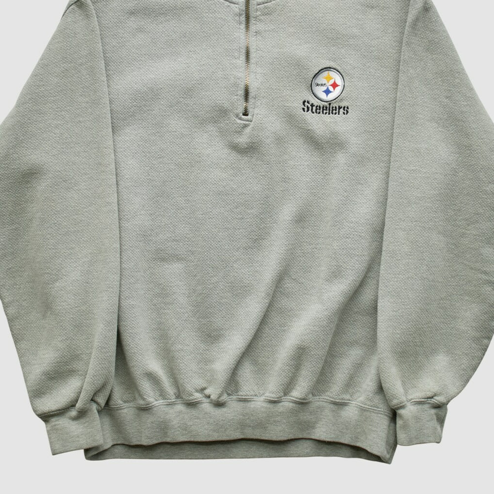 Pittsburgh Steelers Lee Sport 90s 1/4 Zip Sweatshirt - Heather Gray Vintage - Fanatics