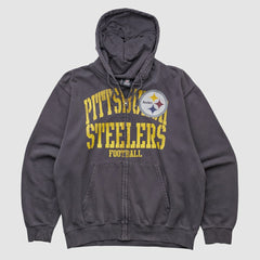 Pittsburgh Steelers NFL 2010s Hooded Full Zip Sweatshirt - Gray Vintage - Fanatics