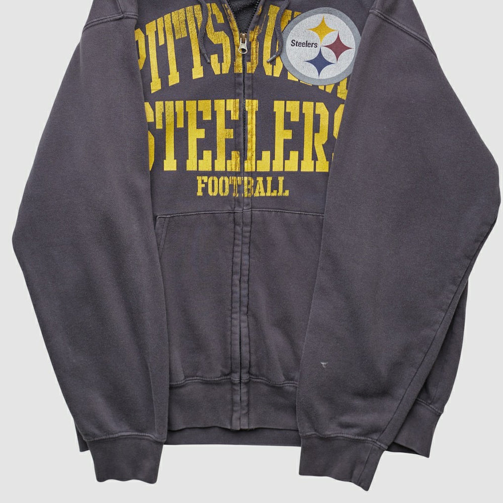 Pittsburgh Steelers NFL 2010s Hooded Full Zip Sweatshirt - Gray Vintage - Fanatics