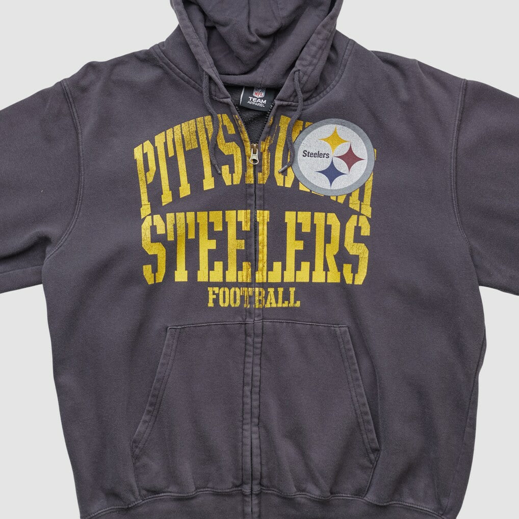 Pittsburgh Steelers NFL 2010s Hooded Full Zip Sweatshirt - Gray Vintage - Fanatics