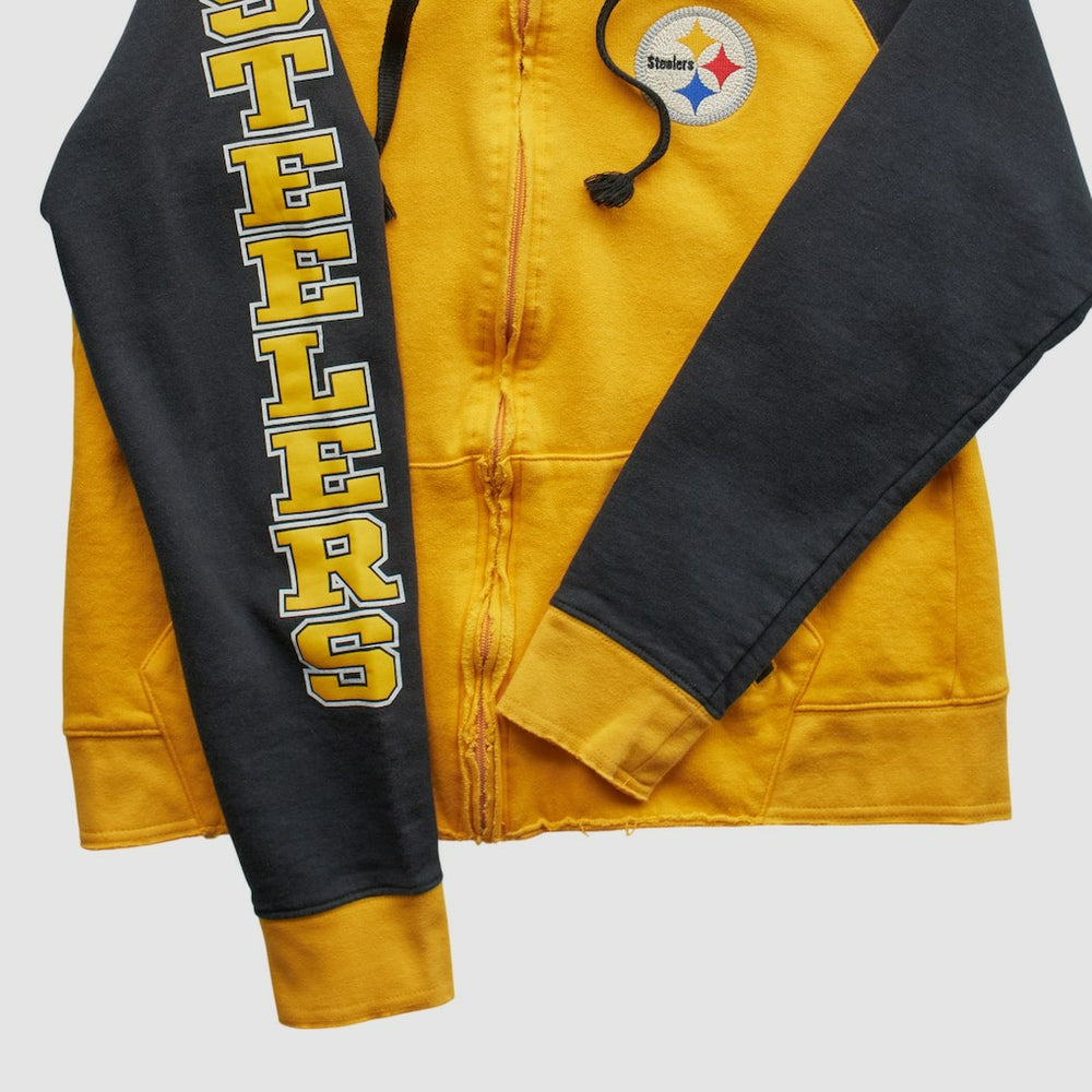 Pittsburgh Steelers Reebok 2000s Hooded Full Zip Sweatshirt - Yellow Vintage - Fanatics