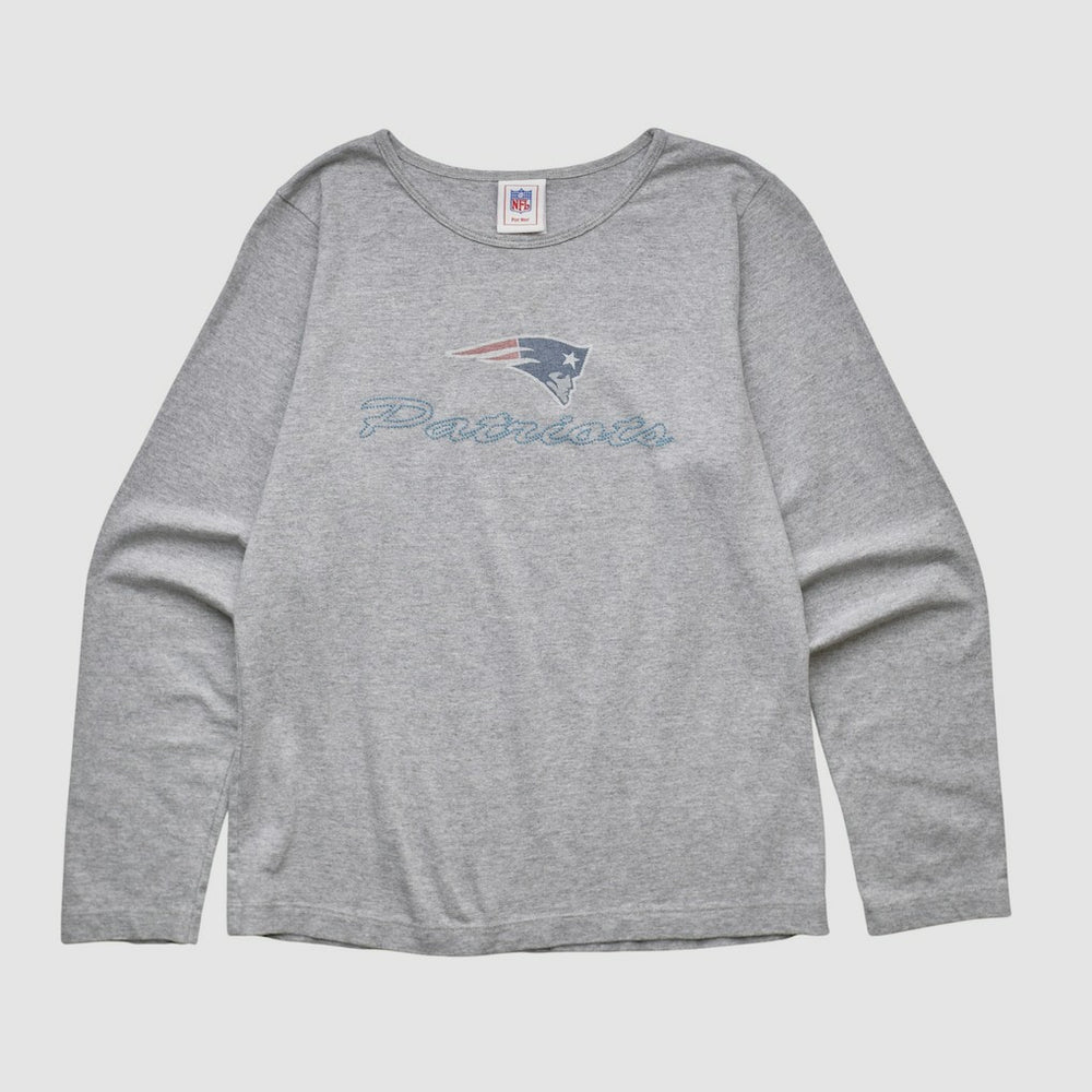 New England Patriots NFL 2000s Long Sleeve T-shirt - Heather Gray Vintage - Fanatics
