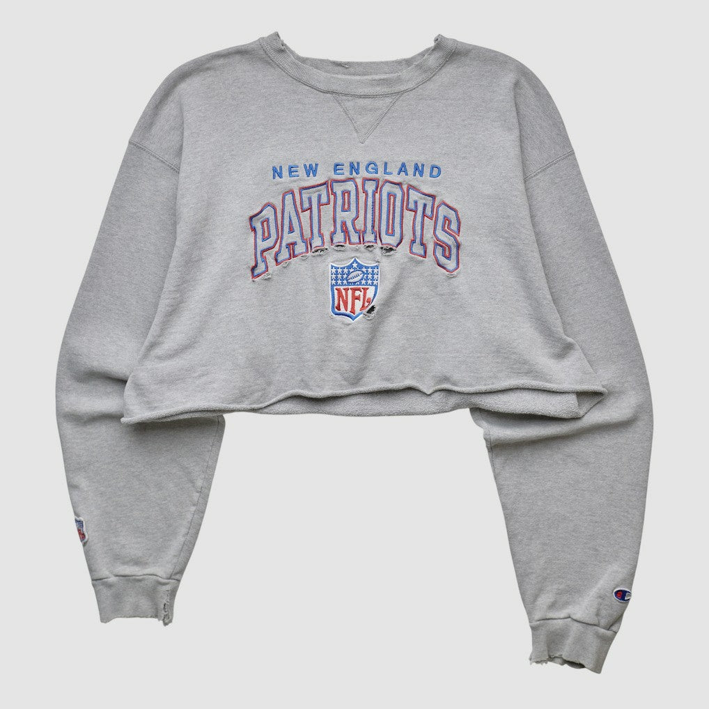 New England Patriots Champion 90s Pullover Sweatshirt - Heather Gray Vintage - Fanatics