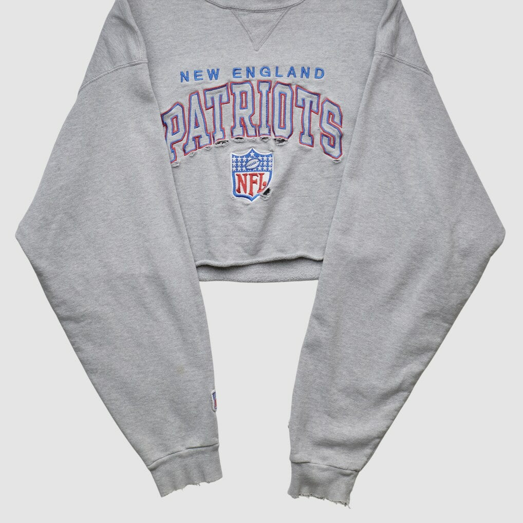 New England Patriots Champion 90s Pullover Sweatshirt - Heather Gray Vintage - Fanatics