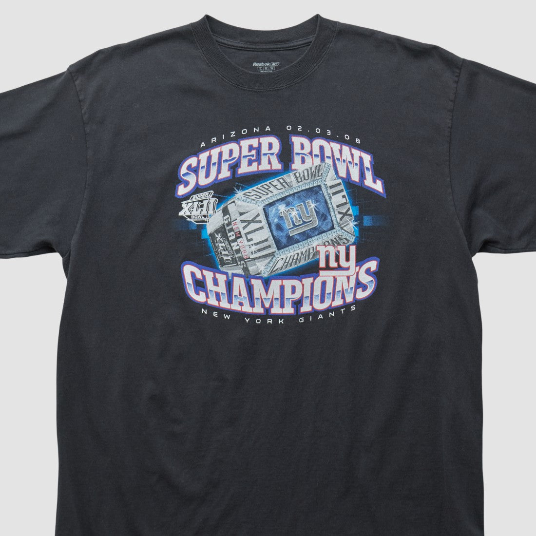 New York Giants Reebok 2008 T-shirt - Black Vintage - Fanatics
