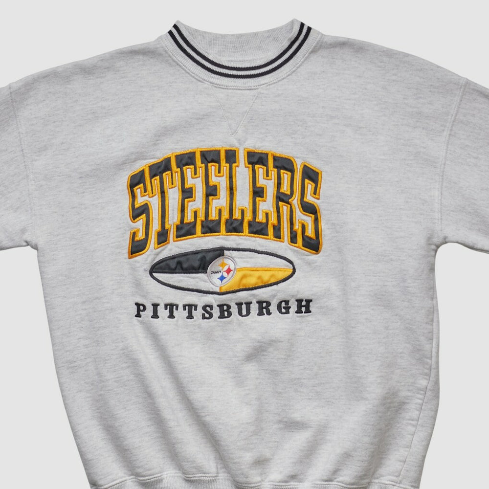 Pittsburgh Steelers LEGENDS 90s Pullover Sweatshirt - Heather Gray Vintage - Fanatics
