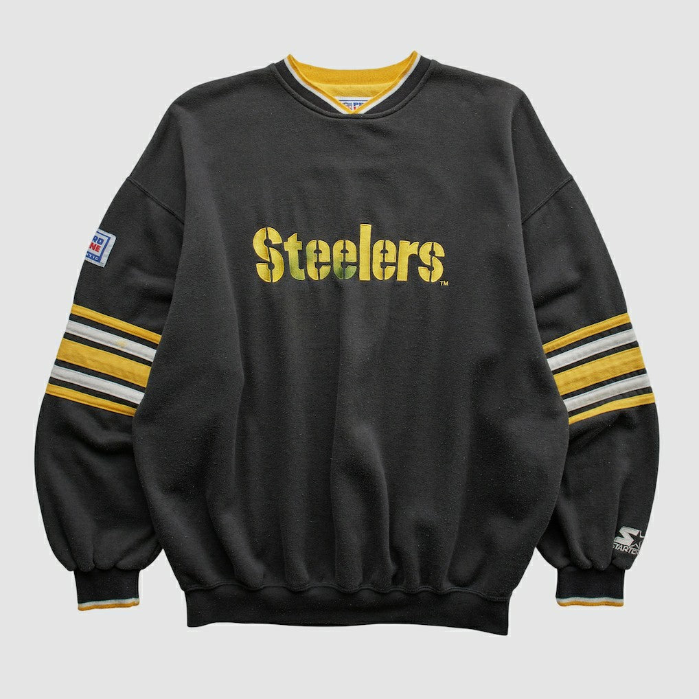 Pittsburgh Steelers Starter 90s Pullover Sweatshirt - Black Vintage - Fanatics